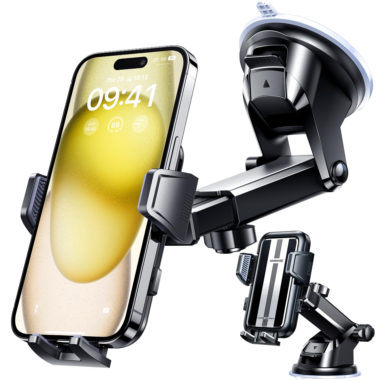 VANMASS 2025 【Neueste & Stärkste】 Handyhalterung Auto Militär-Klasse Handy Halterung Auto【Über 20KG Saugkraft】 Armaturenbrett Scheibe Autohalterung LKW für iPhone 16 Pro Max 15 14 Samsung S24 Android