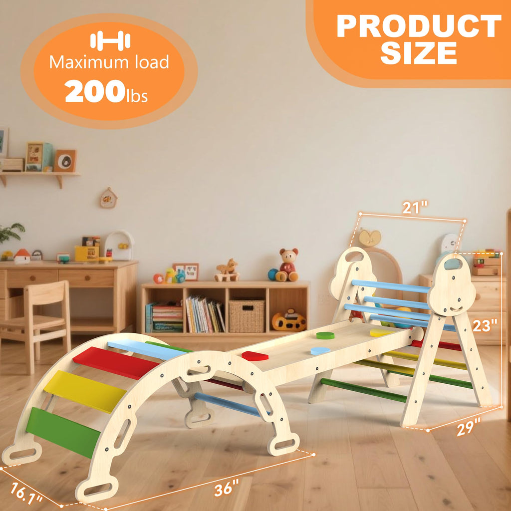 Montessori Indoor Spielset: 7-in-1 Klettergerüst mit Rutsche, Bogen & Matte für Kleinkinder und Kinder (1-3 Jahre)