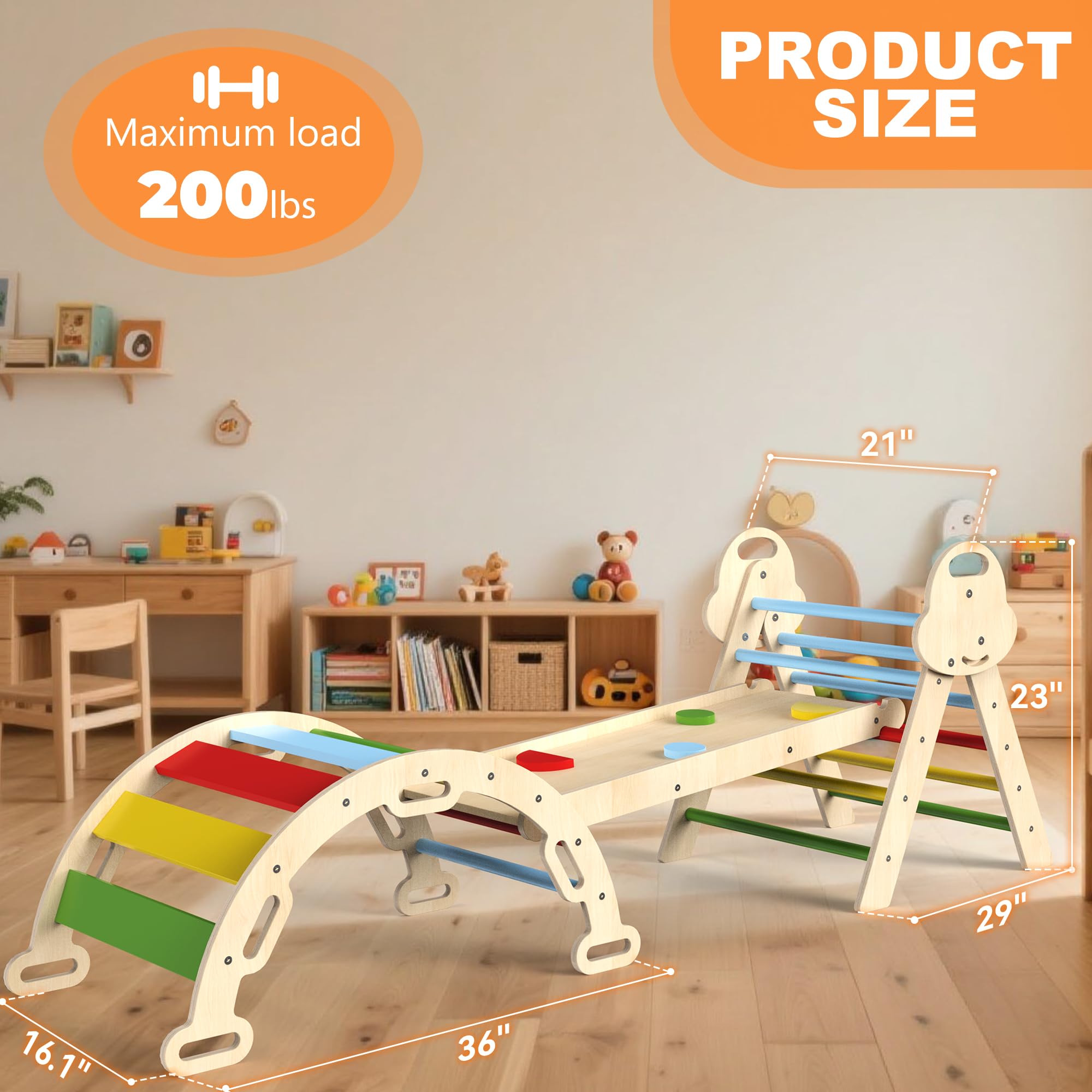 Montessori Indoor Spielset: 7-in-1 Klettergerüst mit Rutsche, Bogen & Matte für Kleinkinder und Kinder (1-3 Jahre)