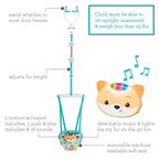 Infantino Music & Lights 2-in-1-Türschaukel, Anregende Aktivitätsschaukel für Babys mit bewegungsgesteuerten Geräuschen, Fuchs