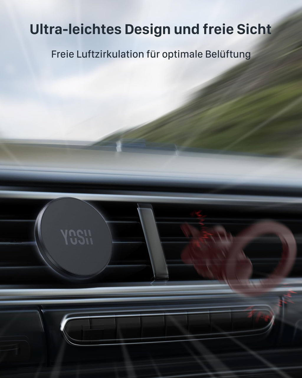 YOSH für MagSafe Autohalterung, Handyhalterung Auto mit N52 Magnet, Ultra-Stabiler Lüftung KFZ Handyhalterung, Magnetische Handyhalter fürs Auto, für iPhone 17/16/15/14/13/12 Serie, ohne Metallplatte