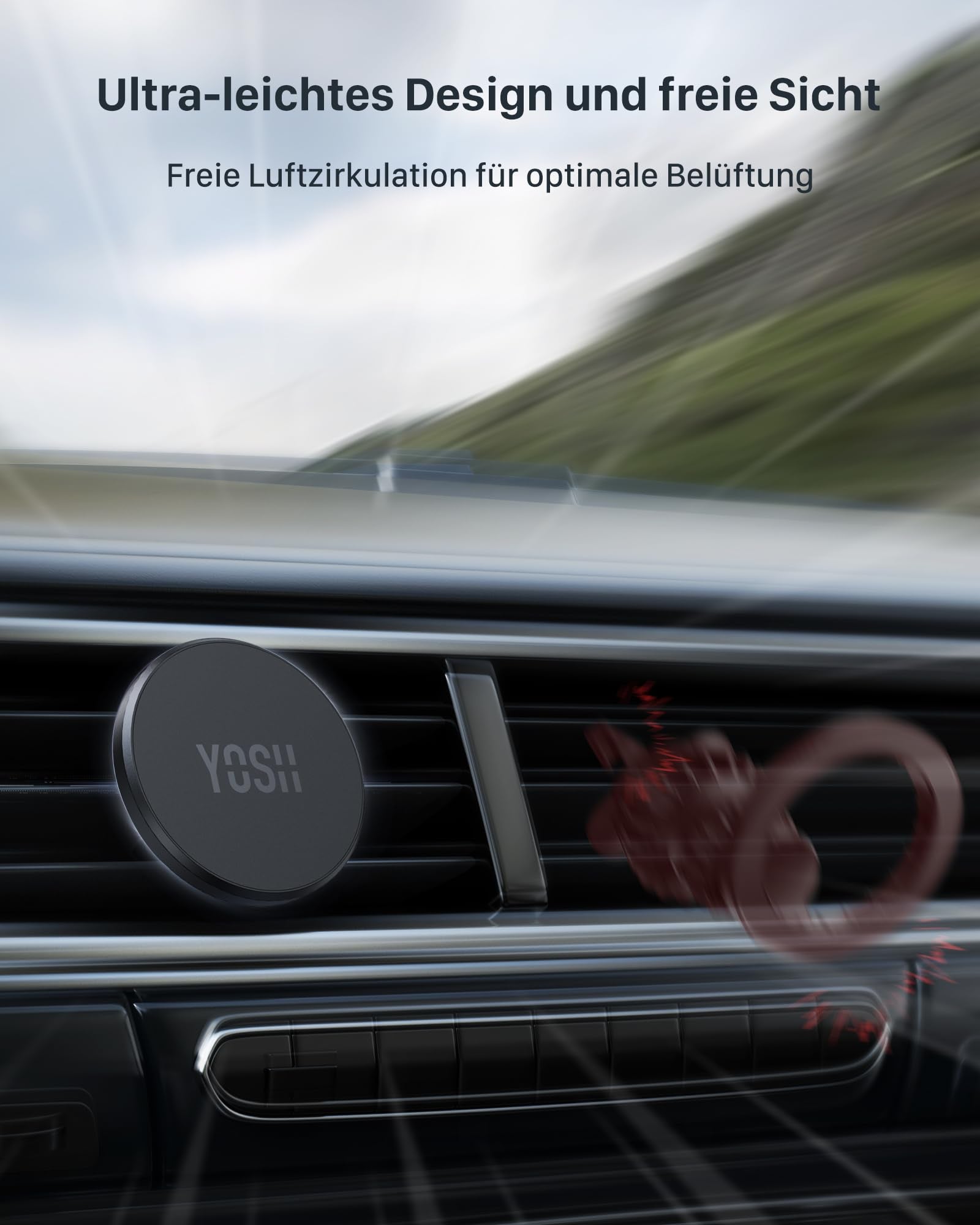 YOSH für MagSafe Autohalterung, Handyhalterung Auto mit N52 Magnet, Ultra-Stabiler Lüftung KFZ Handyhalterung, Magnetische Handyhalter fürs Auto, für iPhone 17/16/15/14/13/12 Serie, ohne Metallplatte