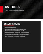 KS Tools Stabschleifer Druckluft 515.5410 6mm I Geradschleifer mit Drehzahl-Regulierung I Für HM-Fräser, Mini-Trennscheiben und Steinschleifkörper I 23.000 U/min