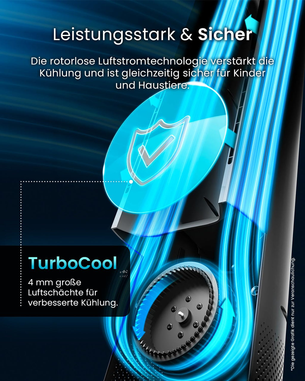 Pro Breeze 101cm rotorloser Ventilator - Ventilator oszillierend mit Fernbedienung, LED Display, 6 Geschwindigkeiten - Turmventilator sehr leise, 5 Betriebsmodi, Auto 60° Oszillation, 7h Timer