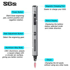 ARROWMAX Mini-Gravierstift, HollowCup-Motor, 42 Bits mit Aluminiumgehäuse, OLED, magnetische Ladung, Mini-Rotationswerkzeug, kabelloser Gravierstift für Schmuck, Metall, Glas und Kunststoff (SGS)
