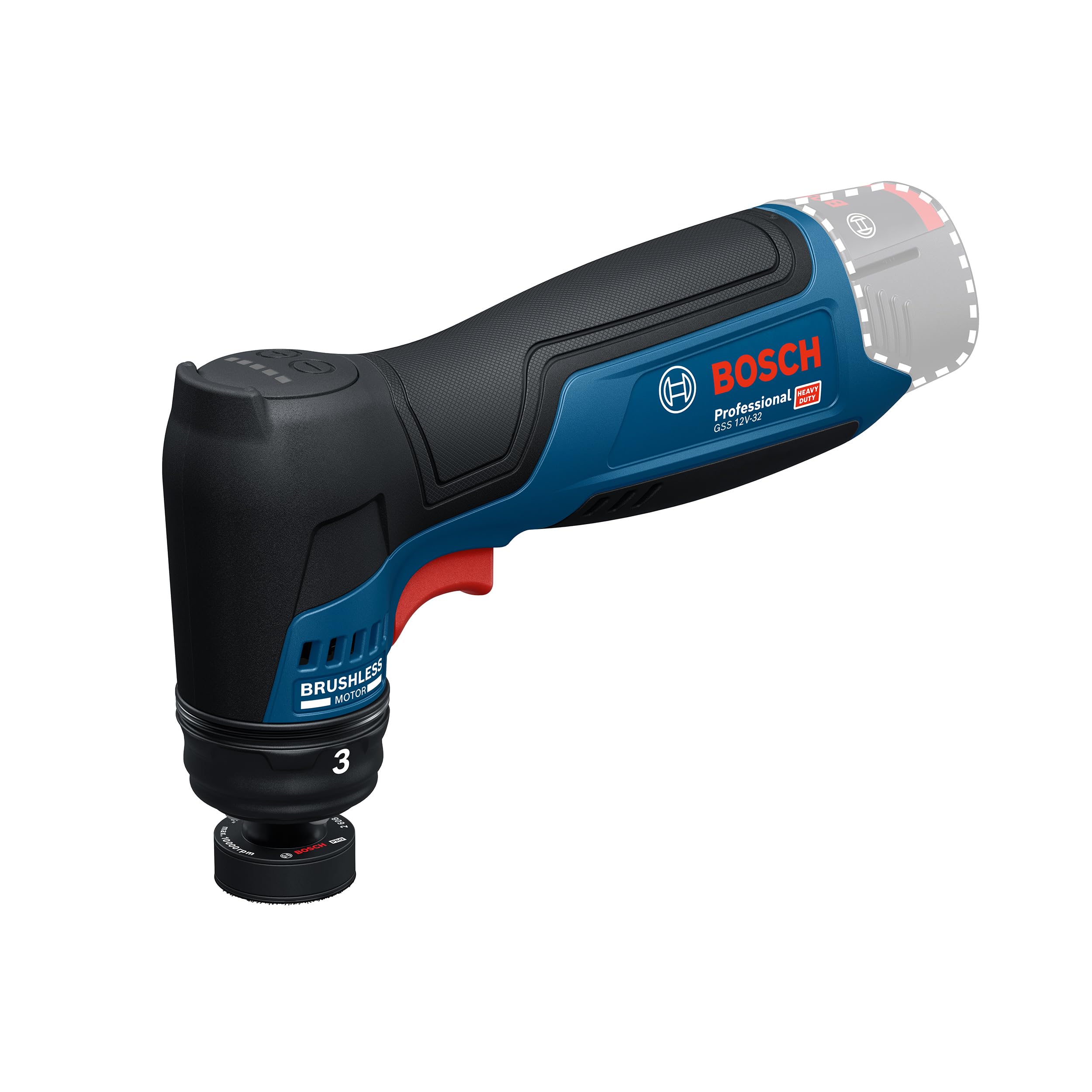 Bosch Professional 12V System Akku-Schwingschleifer GSS 12V-32 (inkl. montiertem 32 mm Klett-Schleifteller, 32 mm selbstklebender Schleifteller)