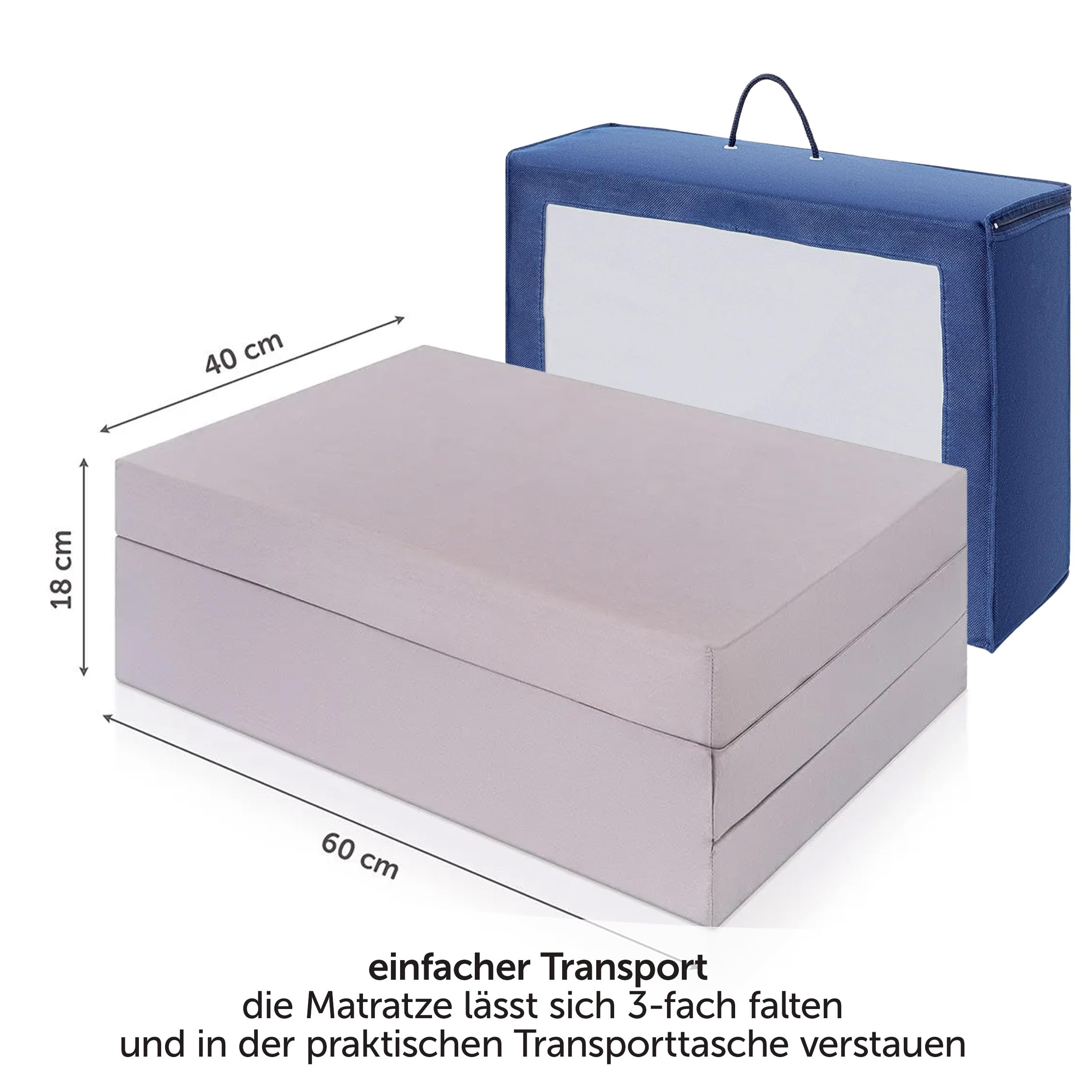 Alvi Reisebettmatratze Komfort 60x120 cm/Höhe 6 cm - Matratze für Baby Reisebett mit Baumwollbezug und Tasche, atmungsaktiv, waschbar, schadstoffgeprüft, Plüsch