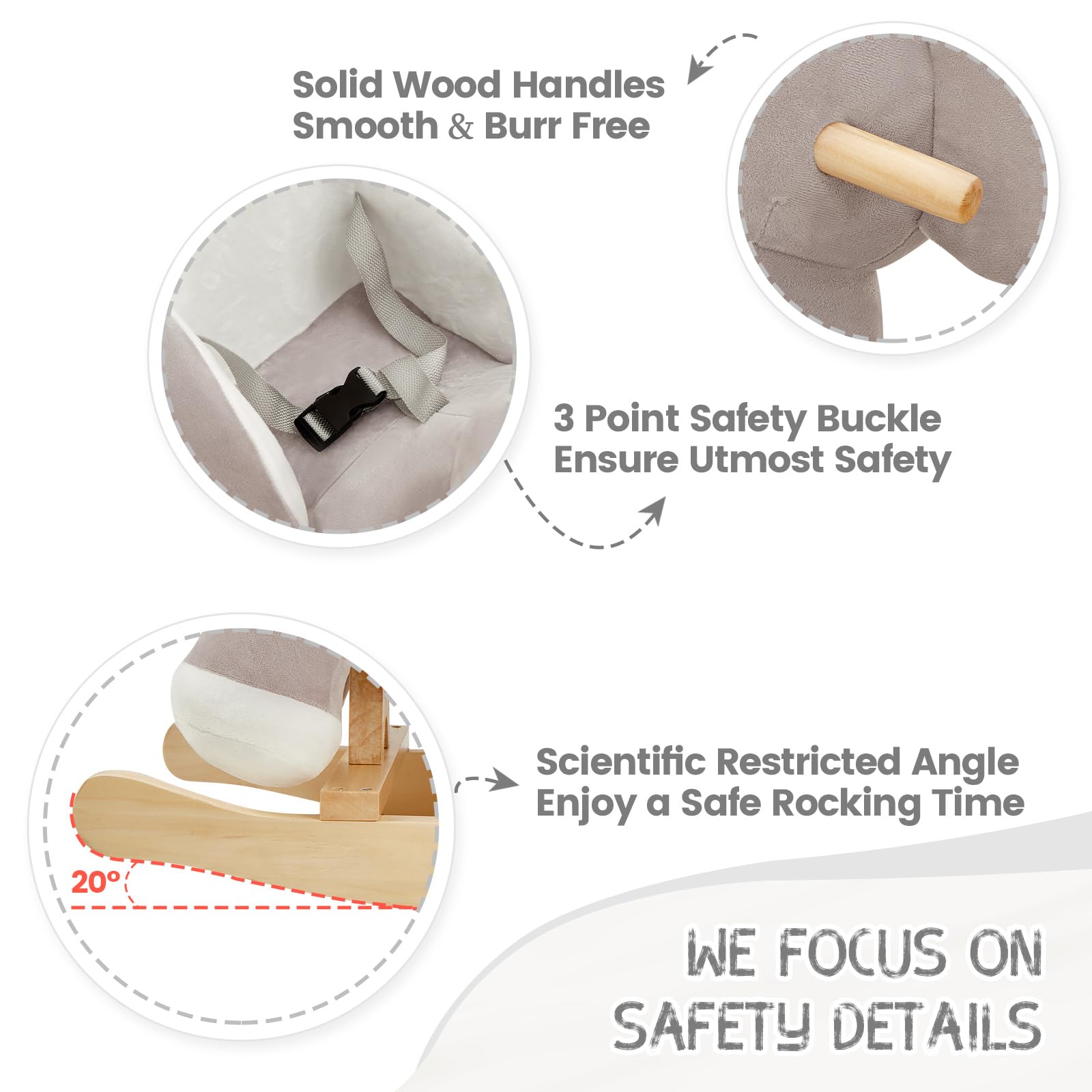 FUNLIO Elefanten Baby Schaukelpferd für Kleinkinder von 6 Monaten bis 3 Jahren, niedlicher Plüsch-Elefant, gefüllter Schaukelstuhl