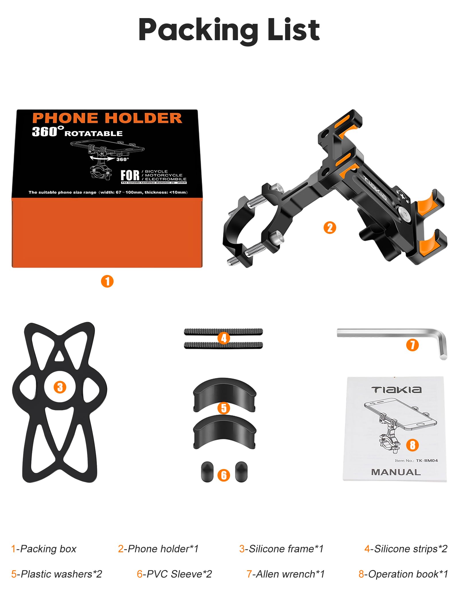Tiakia Fahrrad Handyhalterung Aluminiumlegierung Motorrad Scooter Fahrrad Universal Handy Halterung Schnellspanner Outdoor Lenker Handy Halter Mit 360° Drehbarer Für 4,5-7,0 Zoll Smartphone