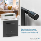 Homematic IP Smart Home Temperatur- und Luftfeuchtigkeitssensor – innen, anthrazit, steuert digital Heizkörper/Fußbodenheizung App, Alexa, Google Assistant, Temperaturmessung, Energie sparen, 160530A0