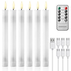 EXTSUD 6er LED Stabkerzen Wiederaufladbare LED Stabkerzen mit Timer und Fernbedienung Weicher Silikon Wachskern, Einzigartiges Tranen-Design LED Kerzen fur Zimmer Hochzeit Esstisch und Gartenparty