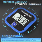 Warmfay® Elektronische Parkscheibe mit Zulassung vom KBA, Automatische Digitale Parkscheibe Elektrisch mit Batterie, Elektrische Parkuhr Auto mit 2 Displays & Nachtmodus & 3 Zeitmodi(1, Blau)