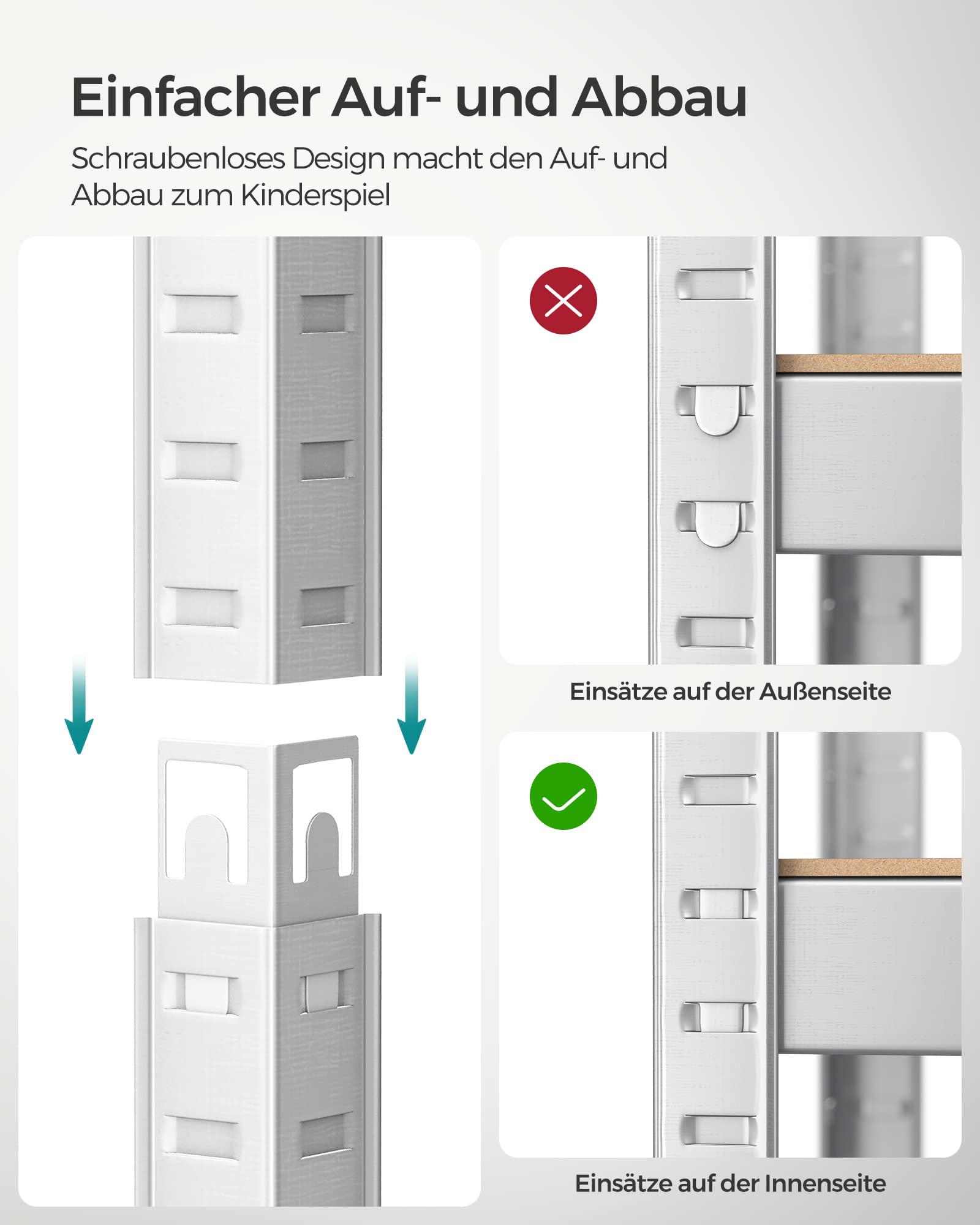 SONGMICS Schwerlastregal, 2er Set, Kellerregal, Lagerregal, 30 x 75 x 150 cm, Regal mit Stahlgestell, bis 650 kg belastbar, 5 verstellbare Ablagen, silbern GLR030E02