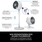 Shark FlexBreeze Ventilator Leise, Hybrid Ventilator Kabelgebunden & Kabellos, Tragbar, für Innen- und Außenbereich, UV- & Wasserbeständig, Ultraleistungsstark, Ultraleise, Weiß FA220EU