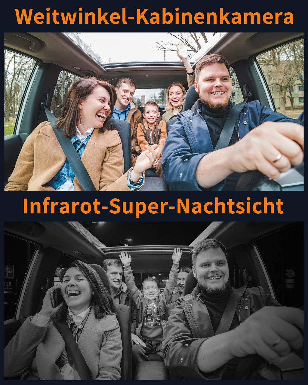 Volam Dashcam Auto Vorne Innen, 4K +1080p Dual Dash Cam mit Akku Parküberwachung, 1,5-Zoll-IPS-Bildschirm Mini-Autokamera mit IR-Nachtsicht, G-Sensor, Weitwinkel