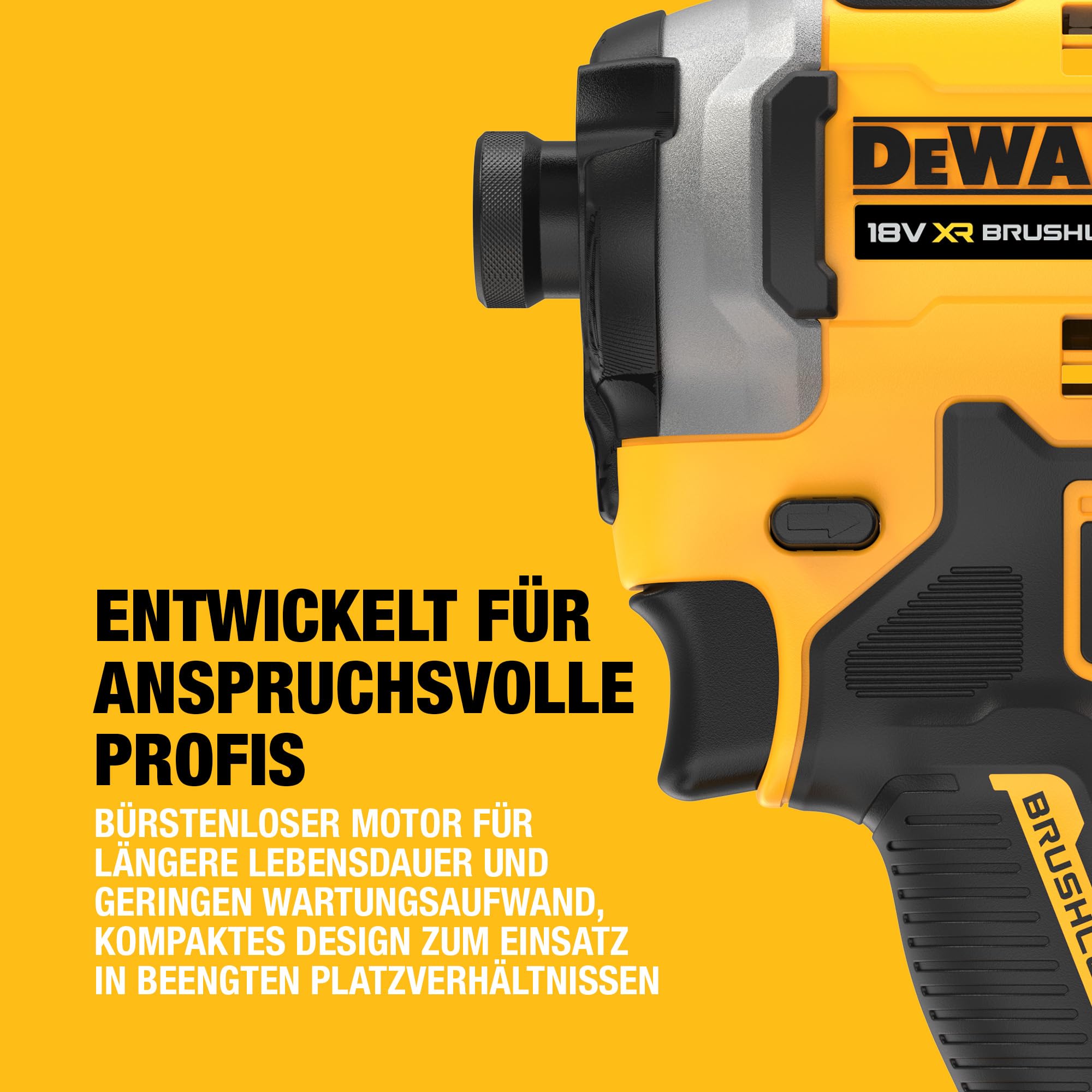 DEWALT 18 Volt Akku-Schlagschrauber (1/4“) (bürstenloser Motor, für schwere Schraubarbeiten, Dreh- und Schlagzahl sowie Drehmoment über 3 Stufen einstellbar, ohne Akku und Ladegerät), DCF850N-XJ