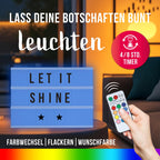 EASYmaxx LED Leuchtkasten mit Farbwechsel | 173 Buchstaben mit Sonderzeichen + Symbole, A4 - Format | Batteriebetrieben, USB Anschluss