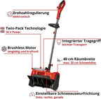 Einhell Akku-Schneefräse GE-ST 36/40 Li E-Solo Power X-Change (Li-Ion, 36 V, Arbeitsbreite 40 cm, max. Schneehöhe 20 cm, Lieferung ohne Akkus & ohne Ladegeräte)