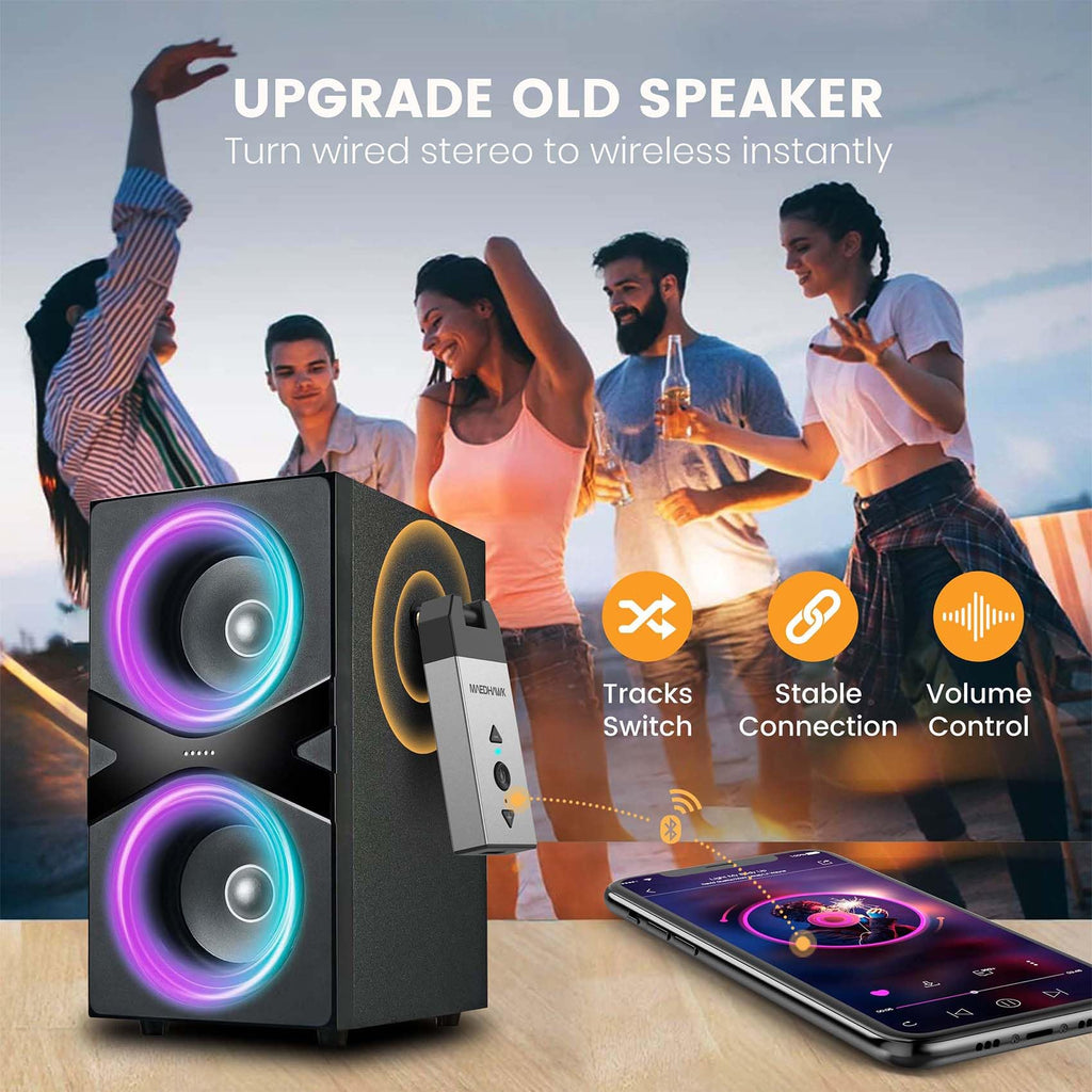 MaedHawk Aux Bluetooth Adapter Auto, Bluetooth 5.2 Empfänger Klinke Drehbarer 3.5 mm Anschluss für Auto Heim Stereo Musikstreaming (Lautstärke einstellbar, Freisprechen, A2DP)
