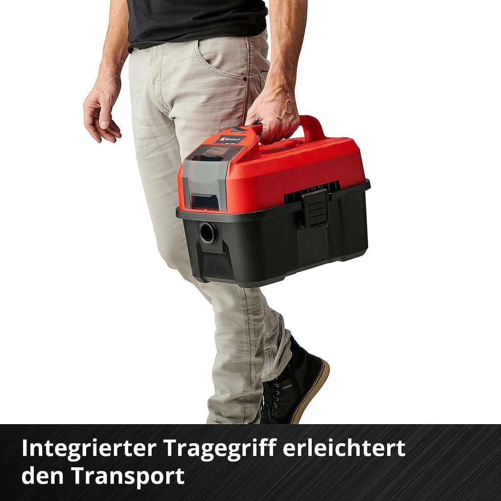Einhell Akku-Nass-Trockensauger TE-VC 18/10 Li-Solo Power X-Change (18 V, 10 L Tank, inkl. 2 m-Schlauch, Fugen-/Bürstendüse + Polster-/Universaldüse, ohne Akku)