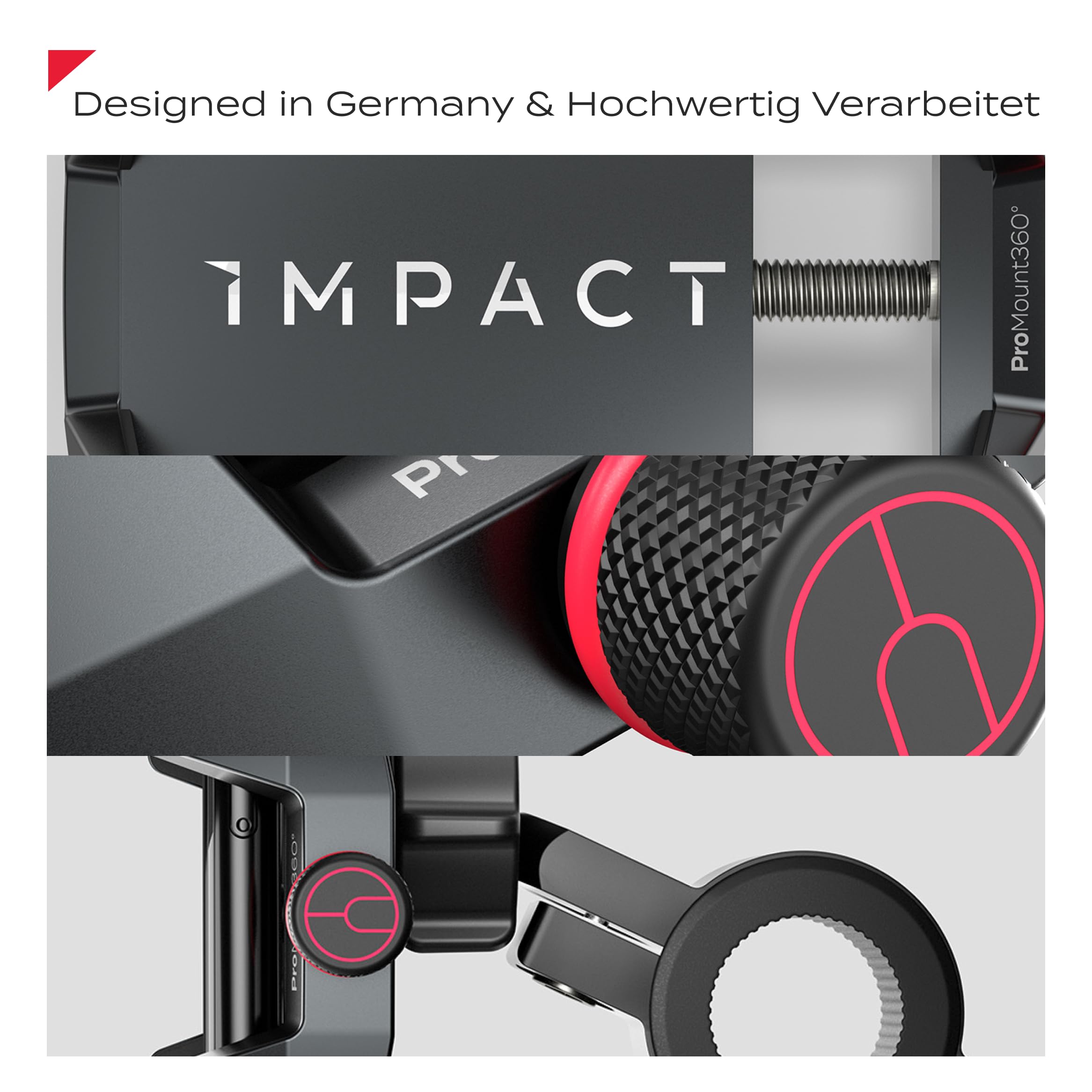 Impact® Pro Mount 360° - Handyhalterung Fahrrad [Smartphone KOMPATIBEL 4-7 Zoll] - Handyhalter Fahrrad - Handyhalterung für Fahrrad Lenker mit Kugelgelenk & Sicherheitsgummi - iPhone 14 15 Pro Max
