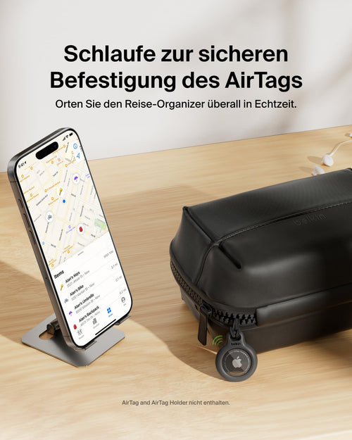 Belkin Reise-Organizer für Elektronikzubehör – Organizer-Tasche mit Platz für iPhone, Powerbank, Ladegerät, Apple Pencil, AirTag Holder – praktisch für Reisen, weiches, strapazierfähiges Material
