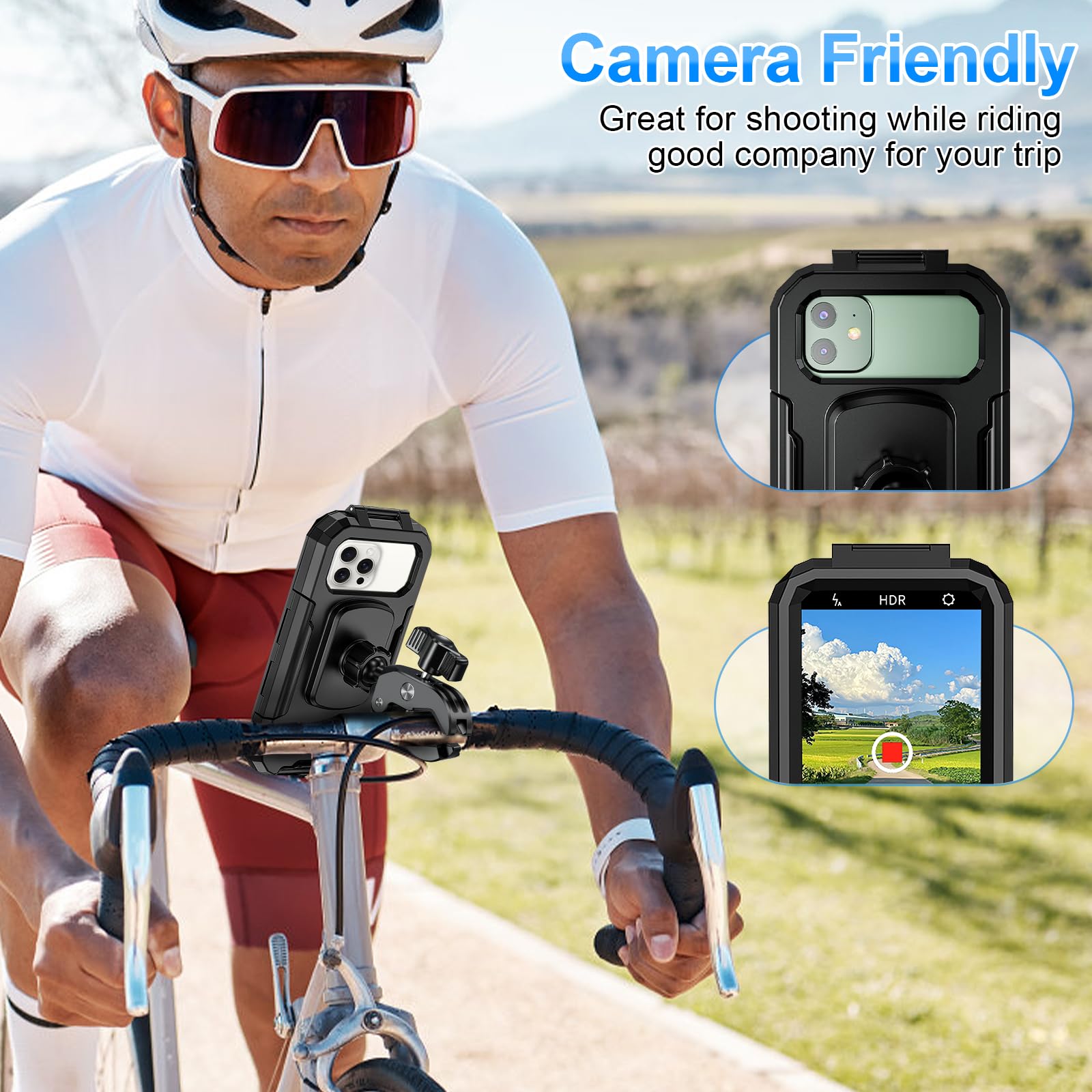 BTNEEU Handyhalterung Motorrad Wasserdicht Universal Fahrrad Handyhalterung Lenker 360° Drehbar Roller Smartphone Handyhalter Anti-Vibration Handy Halterung Moped für 5,5-7,0 Zoll Smartphone