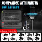 WingFly Akku Farbmörtelrührer Kompatibel mit Makita 18V Batterie, 3200W Rührwerk Mörtelrührer Zementrührer mit 6-Gang, Brushless Farb-Mörtelrührer für Zement, Beton und Farbe (ohne Akku)