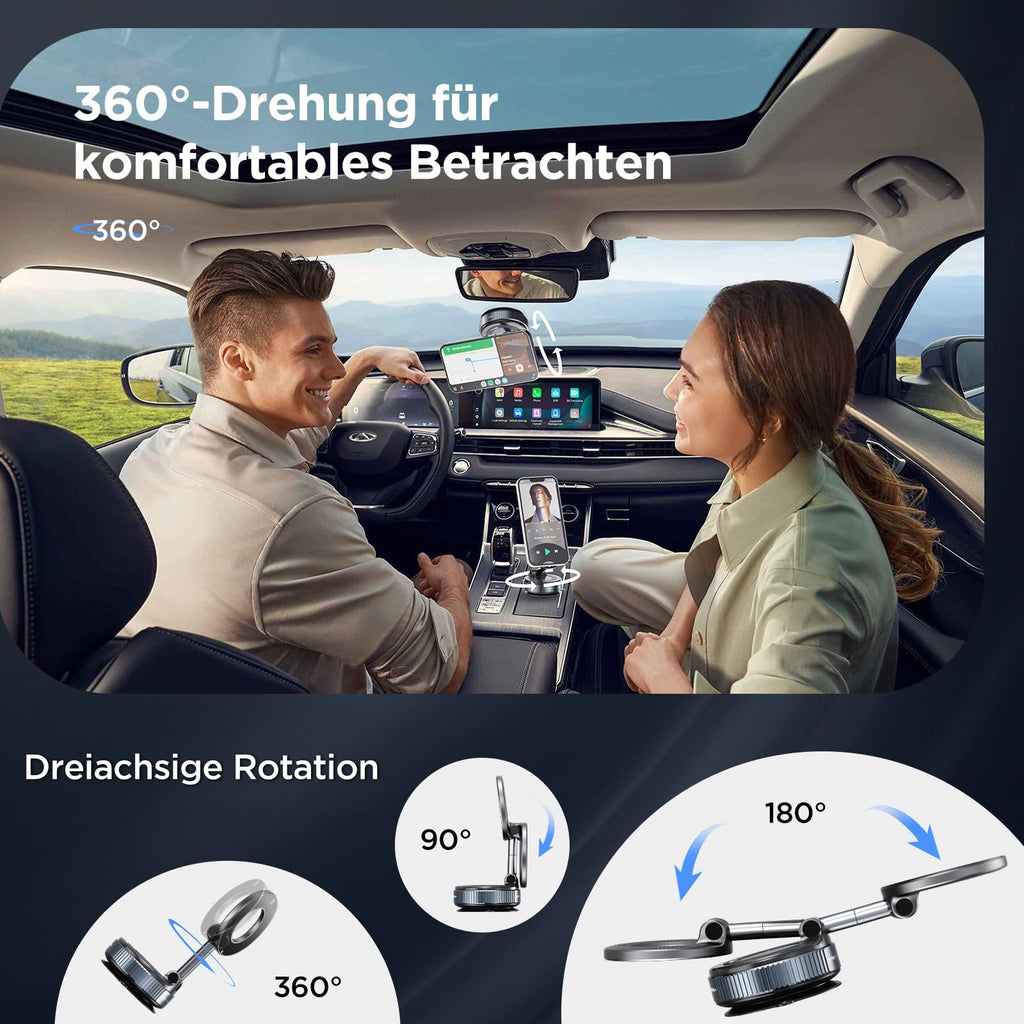 MSXTTLY Vakuum Magnetischer Handyhalterung Auto für Magsafe Autohalterung, 2026 Upgraded Vmag-S1 Handyhalterung Auto Magnet für Alle Handys, 360° Drehbar, Schwarz