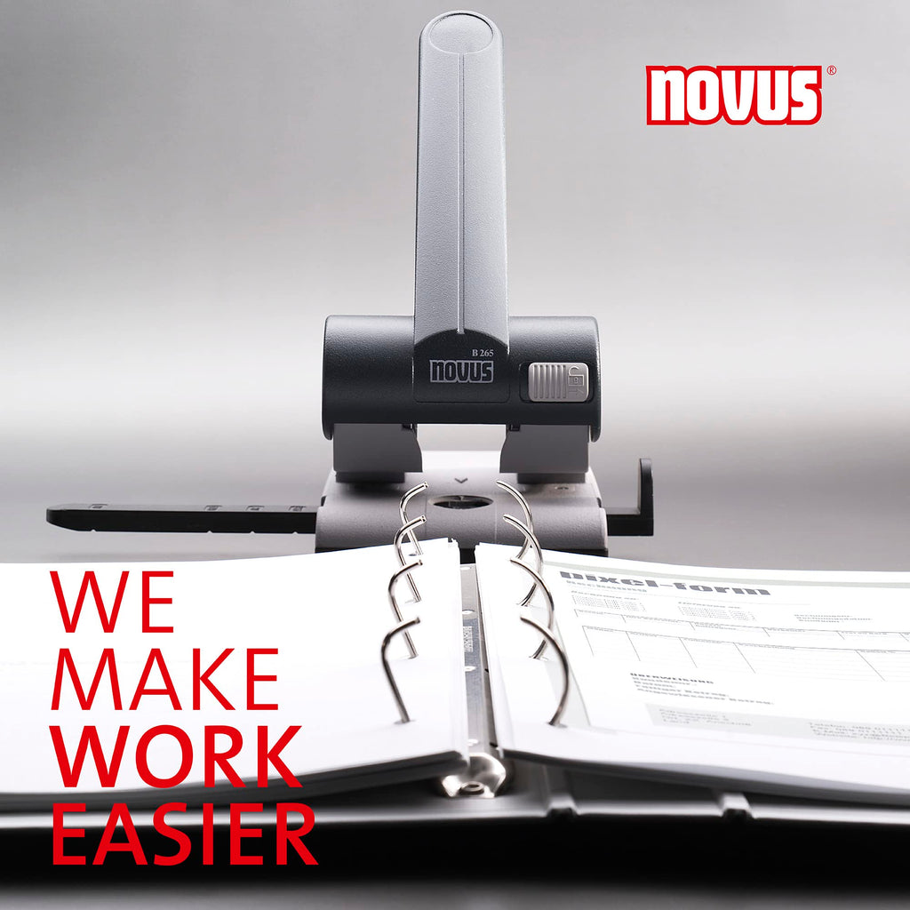 Novus B 265 Locher (Registraturlocher für das Büro, Metall, Stanzleistung) 65 Blatt, lichtgrau/schwarz