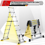 Lospitch 2M+2.3M Teleskopleiter Klappleiter, Rutschfester Aluleiter Mehrzweckleiter Ausziehbare Leiter, A-Rahmen 6+7 Sprossen Aluminiumleiter, 150 kg Tragfähigkeit
