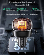 ORIA Bluetooth FM Transmitter Auto, Bluetooth 5.3 Adapter für Auto Radio, Rauschunterdrückung Mikrofon & 2 USB Aufladung, Freisprechen Carkit, unterstützt BT, SD-Karte, USB-Stick