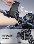 Lamicall Handyhalterung Motorrad, Fahrrad Handyhalter - [Ganzmetall & Vibrationsgedämpft] Handy Halterung Motorrad mit Verlängerungsarm, Lenker Halter für Video, für iPhone 17/16, 4,7-7,2 Zoll Handys