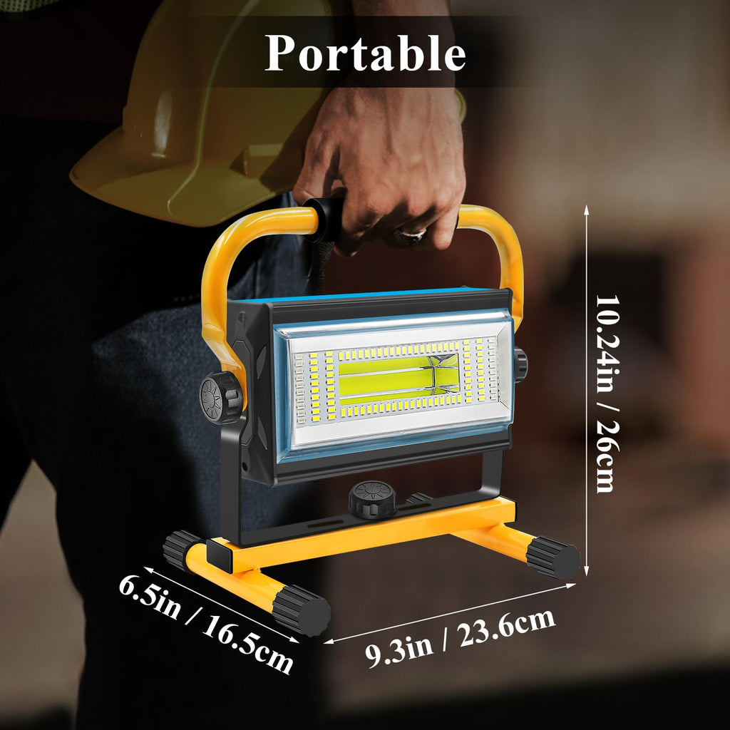 SYLSTAR LED Baustrahler Akku, 80W 7000Lumen LED Strahler Akku Arbeitsleuchte mit 6 Modi, Tragbar Arbeitsscheinwerfer für Werkstatt Baustelle Garage Camping Außen Beleuchtung