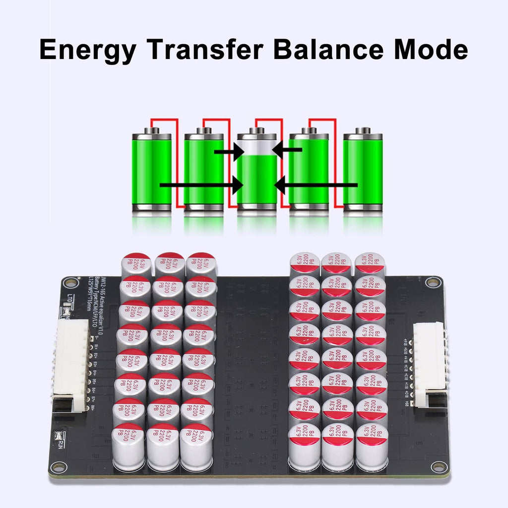 Annadue 12S Bis 16S Akku Aktiver Equalizer, Lifepo4 Lithium Lipo Akku Energie Aktiver Equalizer, 1,8V Bis 4,5V 0 Bis 5,5A Equalizer Lifepo4 Li Ion Lithium Lipo Board mit Kabel für LTO LPO LFP NCM