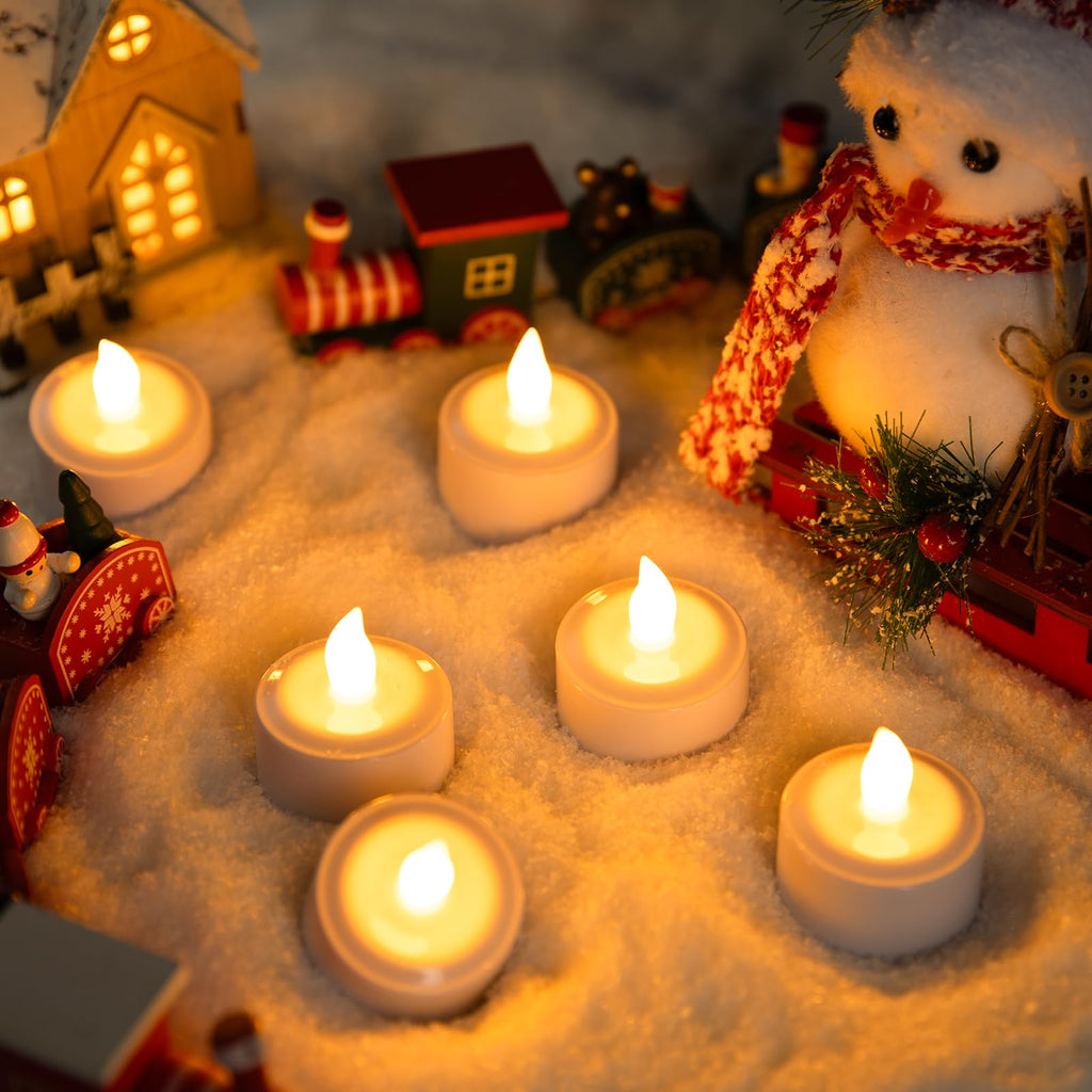 EXTSUD 6 Stück LED Teelichter Kerzen mit Fernbedienung und Timerfunktion, Wiederaufladbare Led Kerzen Flackernde Flamme Elektrische Teelichter für Hochzeiten Partys Tisch Halloween Weihnachtsdeko