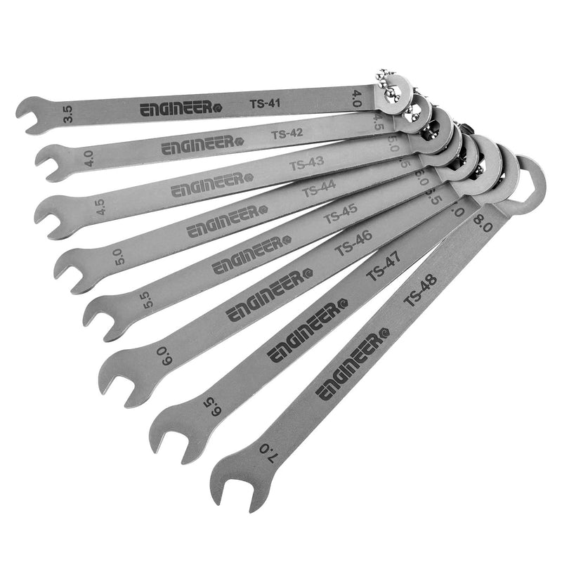 ENGINEER super slim/thin 8-in-1 miniature stainless spanner set (1.5mm thick) ts-04