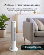 Pro Breeze Turmventilator mit Fernbedienung, 76cm Höhe - Ventilator 65° Oszillation, Timer, 3 Geschwindigkeiten – Leistungsstarker & energieeffizienter Ventilator leise für Schlafzimmer und Büro