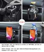 Universal KFZ Auto Getränkehalter/Becherhalter Handyhalterung/Multifunktion 2 in 1 Flaschenhalter Kaffee Handy Halterung Verstellbare Auto Lüftungshalterung (Silber)