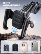 Lamicall Handyhalterung Motorrad, Fahrrad Handyhalter - [Ganzmetall & Vibrationsgedämpft] Handy Halterung Motorrad mit Verlängerungsarm, Lenker Halter für Video, für iPhone 17/16, 4,7-7,2 Zoll Handys