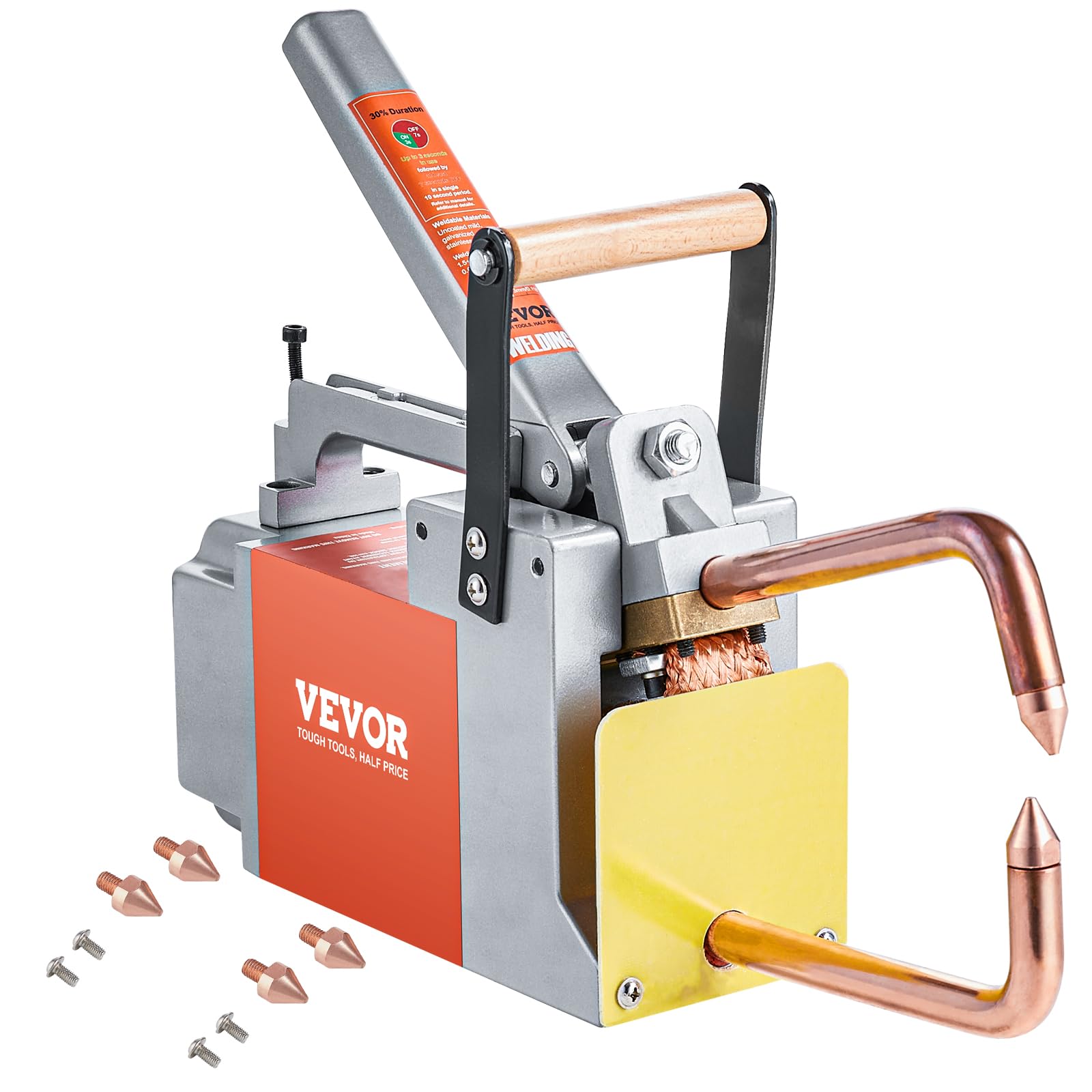 VEVOR Tragbares Punktschweißgerät, 1/8 Zoll dickes Punktschweißer mit 1,5 kVA Eingangskapazität, Schweißspitzenpistole, Metallblech-Punktschweißgerät für Kohlenstoffstahl, Edelstahl, Aluminiumblech