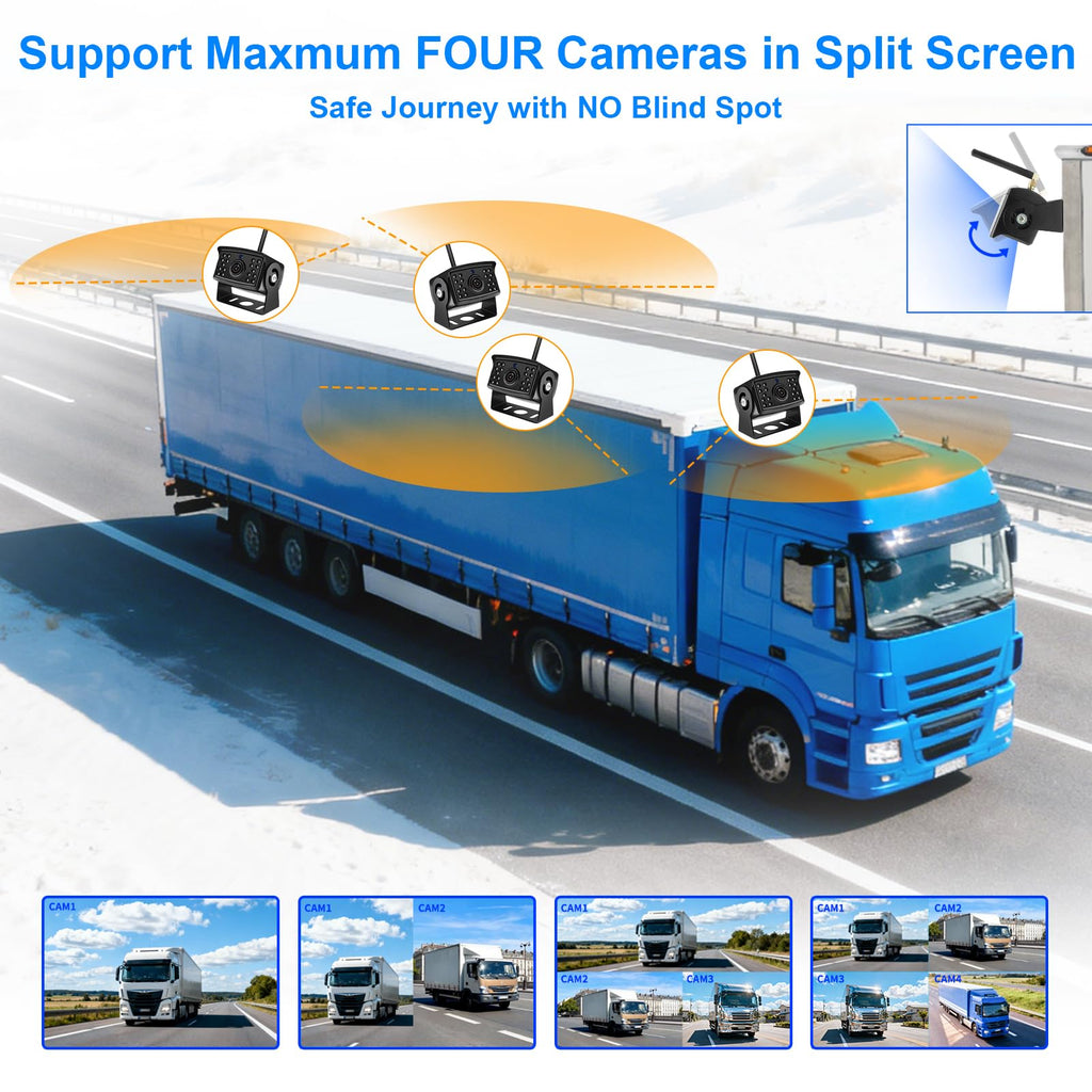URVOLAX Rückfahrkamera Kabellos: 7 Zoll Monitor IP69K wasserdichte Auto Rückfahrkamera Funk - 1080P HD Videoaufzeichnung Nachtsicht Weitwinkel - für Wohnmobil Wohnwagen Anhänger LKW (UR61X)