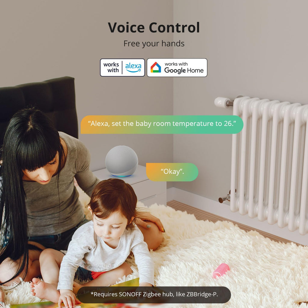 SONOFF TRVZB Smart Heizkörperthermostat, 2 Stück Smart Heizungsthermostat mit App-Funktion, Zigbee Thermostat Benötigt Zigbee 3.0 Hub, kompatibel mit Amazon Alexa/Home Assistant