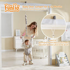 FUNLIO 2-in-1 Baby-Türspringer mit Türklemme und Laufgurt für 6-24 Monate. Stabiler Sprungmechanismus mit verstellbarem Gurt, einfach zu montieren und zu verstauen - Grau