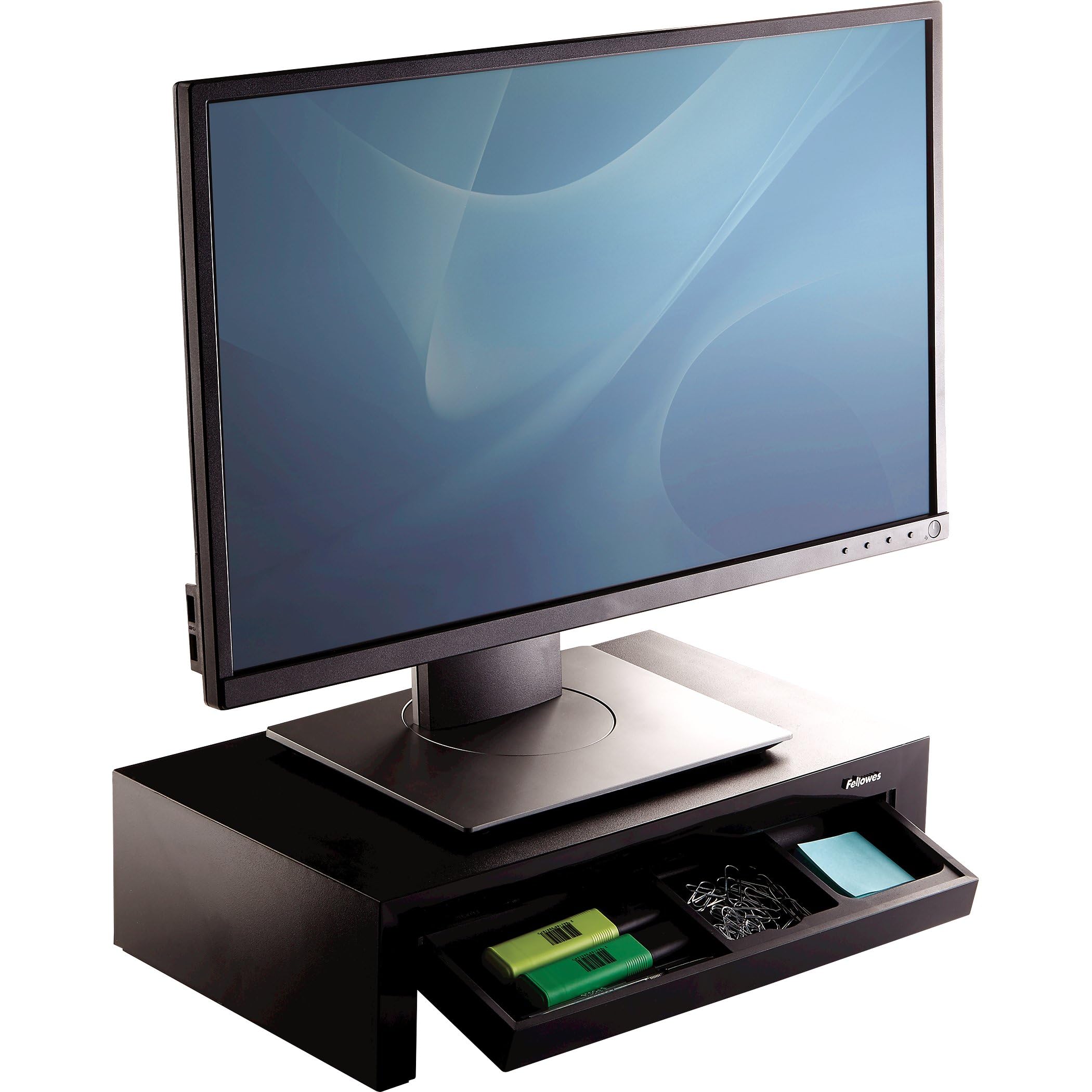 Fellowes Monitorständer Designer Suites, höhenverstellbar um 4 cm, ergonomisch, mit Aufbewahrungsfach, für Monitore bis 21 Zoll bzw. 18 kg
