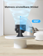 PELONIS 3 stufiger Luftzirkulationsventilator 18 cm Kompakt Tischventilator mit 100° Neigung, Leiser Betrieb für Schlafzimmer & Büro Energieeffizienter Schwarz Ventilator