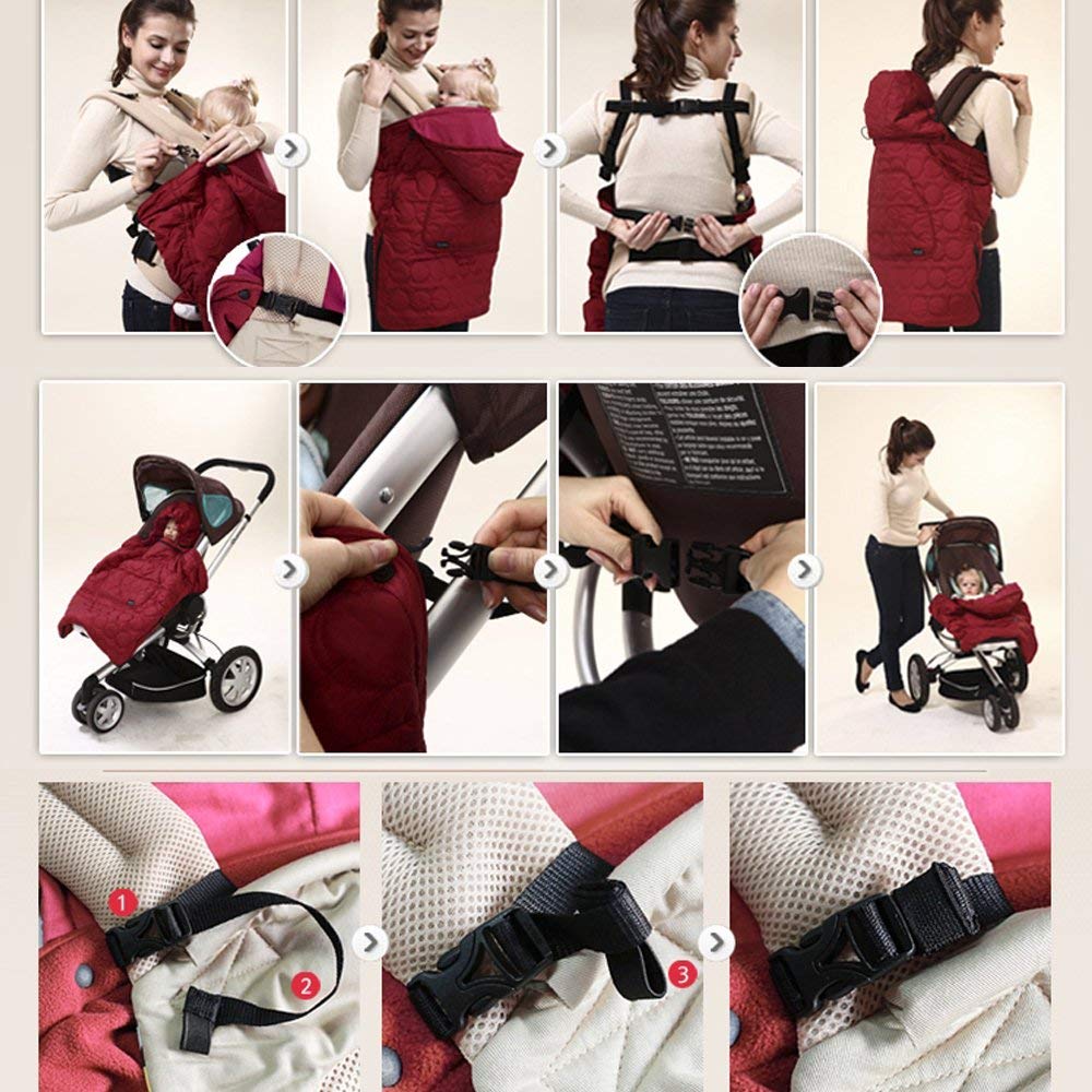 Bebear Winterbezug für Babytrage Warm Universal Hoodie Babytragebezug für alle Jahreszeiten(Grau)