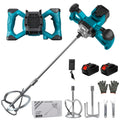 Akku Farbmörtelrührer Kompatibel mit Makita 18V Batterie, 3200W Rührwerk Mörtelrührer Zementrührer mit 2x2600mAh Akkus, 6-Gang, Brushless Farb-Mörtelrührer für Zement, Beton und Farbe