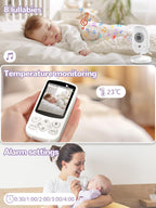 VSIFEHSO Babyphone mit Kamera 2,8 Zoll Baby Monitor 720p Baby Phone Digitalzoom Zwei-Wege-Audio VOX-Modus Nachtsicht Temperaturüberwachung Schlaflied Wecker
