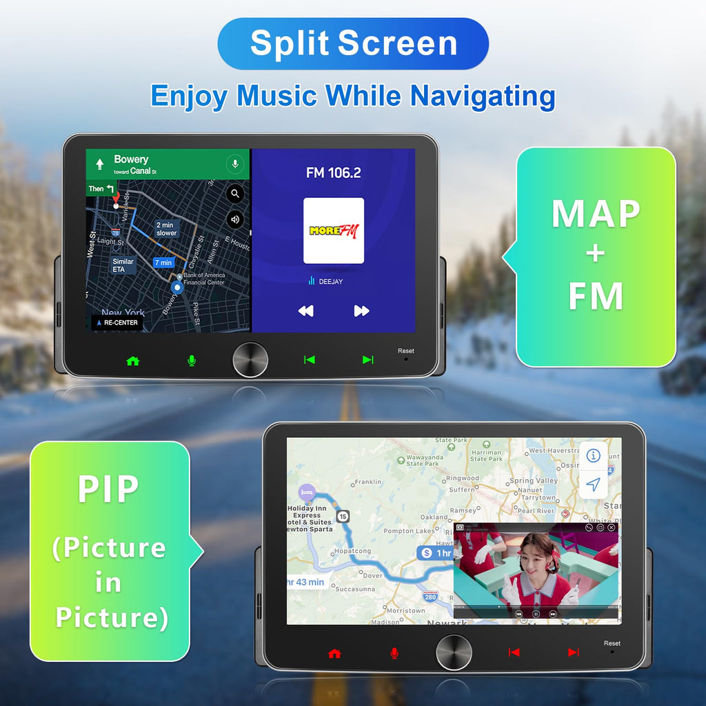 Android Autoradio 1din mit Navi 7 Zoll Bildschirm Android Auto & Wireless CarPlay Auto Radio Touch Display mit Bluetooth AM/FM WiFi GPS SWC RDS 2G+32G